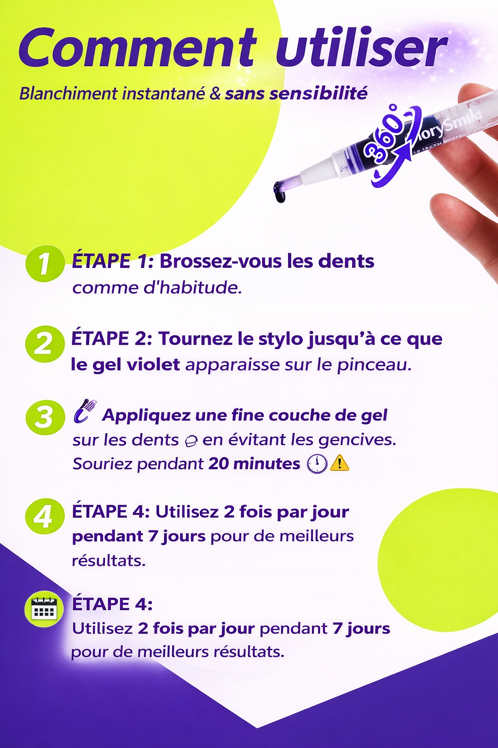 Stylo Blanchissant Violet Instantané – Glow Smile